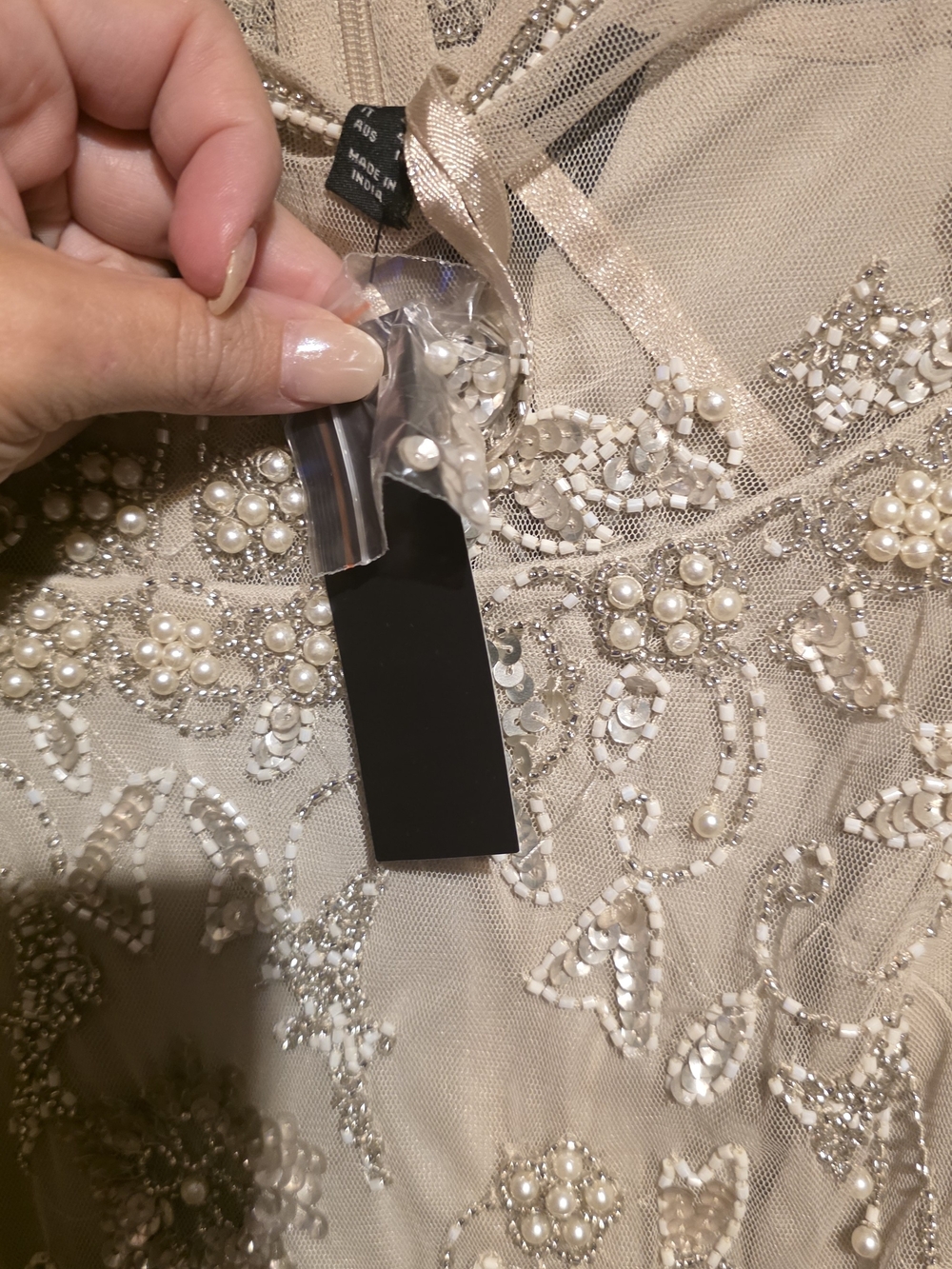Adrianna Papell Biscotti Beaded Embellished Tulle Gown NWT Size 10 Ptp 18-19 - Picture 6 of 8